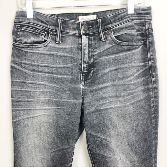 MADEWELL | Black Gray Wash Distressed High Riser Skinny Jeans Women’s Size 30/10 - Picture 6 of 14